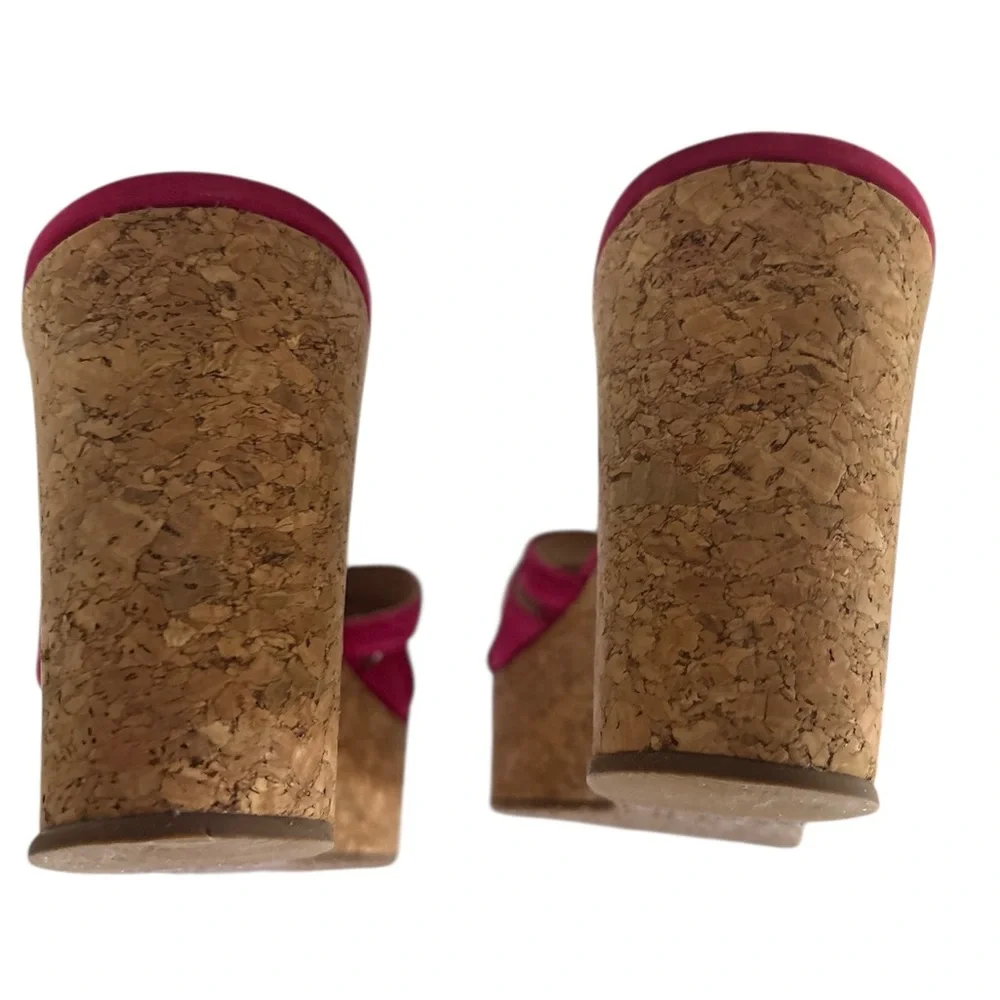 Kate Spade New York Talcott Cork Slides in Deep Pink Nubuck Sz. 10.5